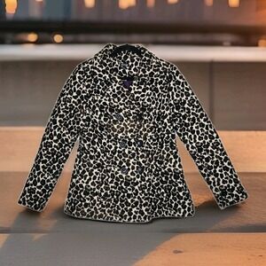 APT.9 Leopard Print Button-Up Jacket Women's SZ MEDIUM Stylish Warm Elegant Coat
